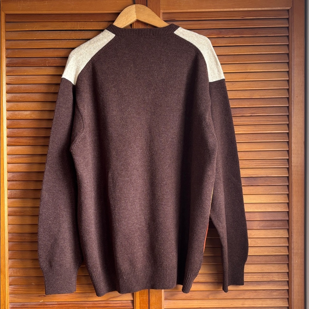 Coins Moore Colorful Merino Wool V-Neck Vintage Sweater size‎ XL - Picture 3 of 14